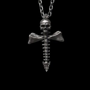 Skull Cross Skull Skeleton - 925 Silver Pendant Necklace for Men