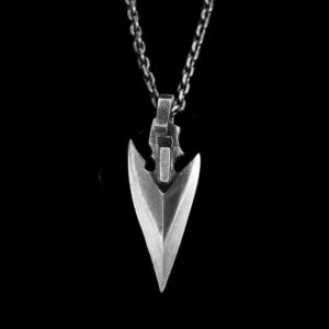 Flint Spearhead Ancient Assassin - 925 Silver Pendant Necklace for Men