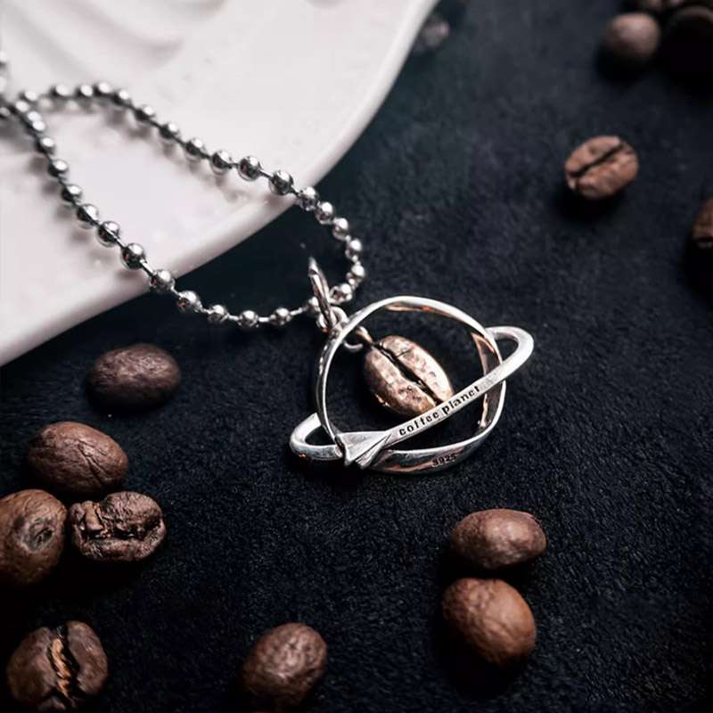 Custom Coffee Planet Necklace - Custom Pendant Necklace for Men - 图片 2