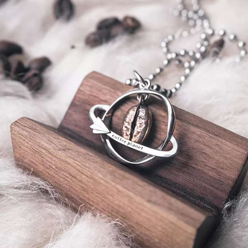 Custom Coffee Planet Necklace - Custom Pendant Necklace for Men - 图片 3