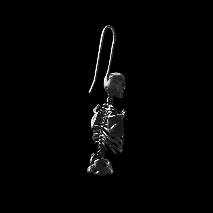 Sterling silver skeleton earrings for men and women - 图片 2