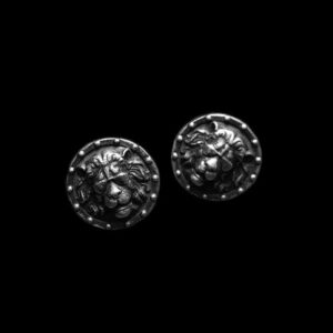 Lion Shield Earrings - 925 Silver Earrings for Men
