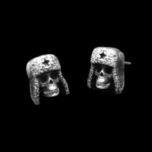 Soldier Skull Earrings - 925 Silver Earrings for Men