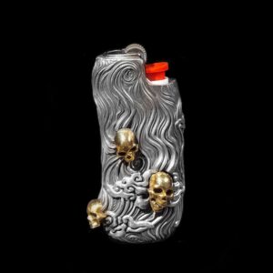 Silver Skull Lighter Case – 925 Silver Skull BIC Lighter Case Cover for Men