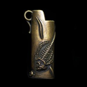 Brass Grasshopper Engraved BIC Lighter Case – Handcrafted Brass BIC Cover