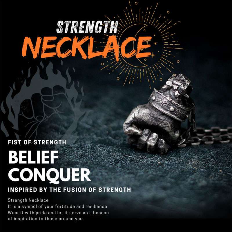 Strength Necklace 925 Silver Fist of Strength Pendant - 图片 2