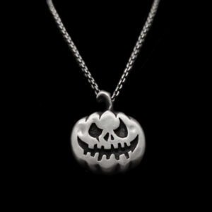 Halloween Pumpkin Ideas Necklace – Pumpkin Skull Pendant in 925 Sterling Silver