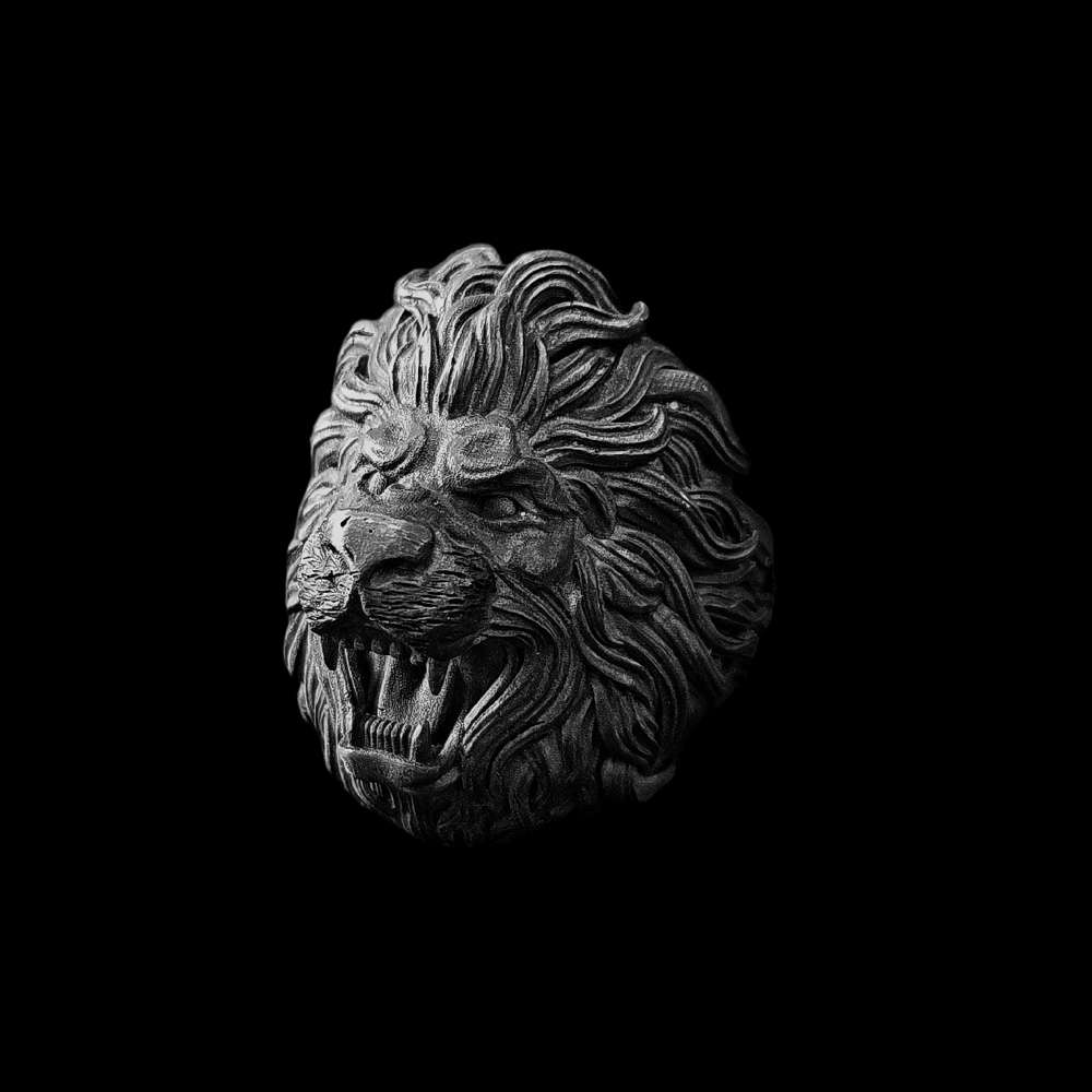 Solid Silver Lion Ring - Bold 925 Sterling Silver | MENSSKULL - 图片 2