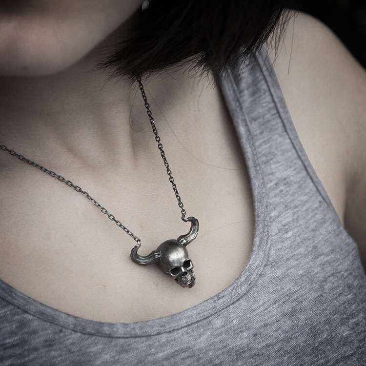 Skull Statement Necklace - 925 Silver Necklace for Men - 图片 5