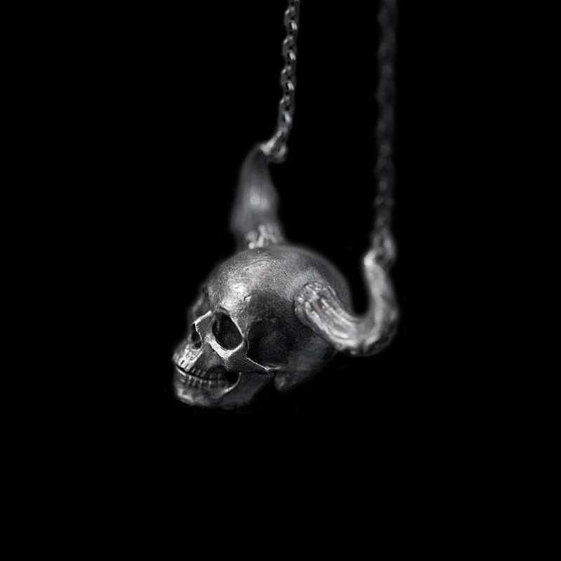 Skull Statement Necklace - 925 Silver Necklace for Men - 图片 3