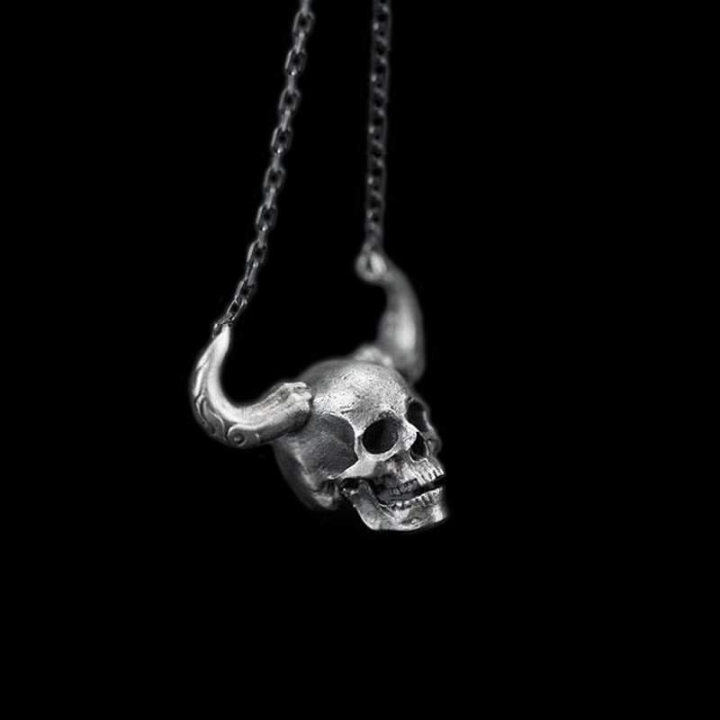 Skull Statement Necklace - 925 Silver Necklace for Men - 图片 2