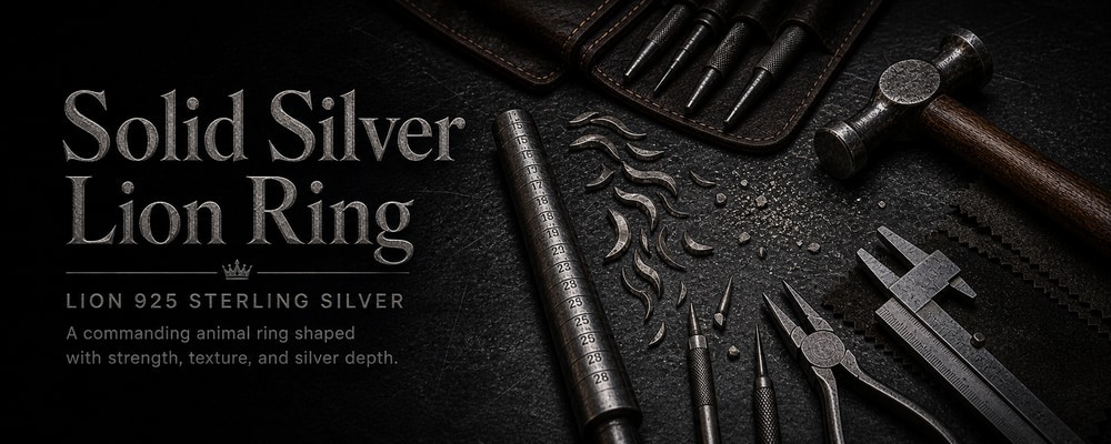 Solid Silver Lion Ring MENSSKULL silver jewelry making tools banner